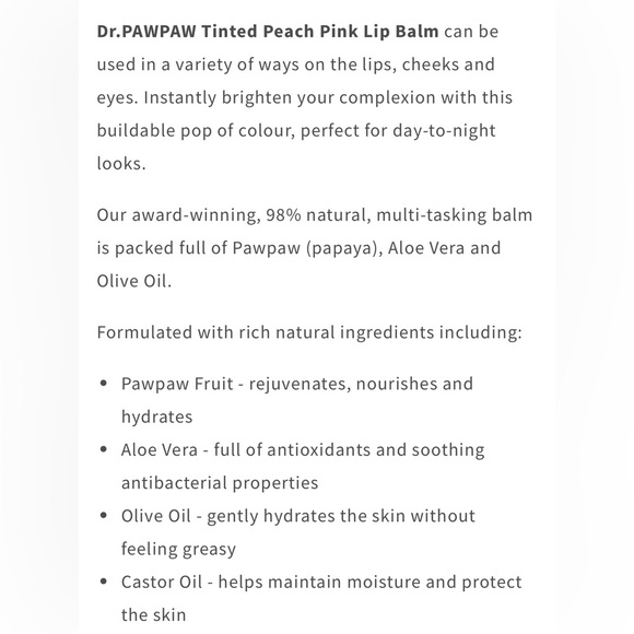 🟥GONE🟥 🆕NWOT Dr. Paw Paw Tinted Peach Pink Lip Balm - Picture 5 of 7